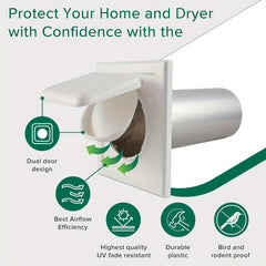 Outdoor Dual Door Dryer Vent Cover 10-16 cm UV Resistant Plastic