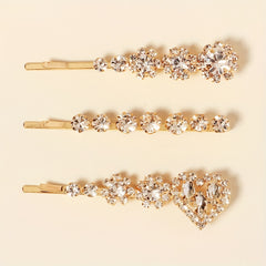 Sparkly Flower Hair Pin Rhinestone Heart Hair Clip