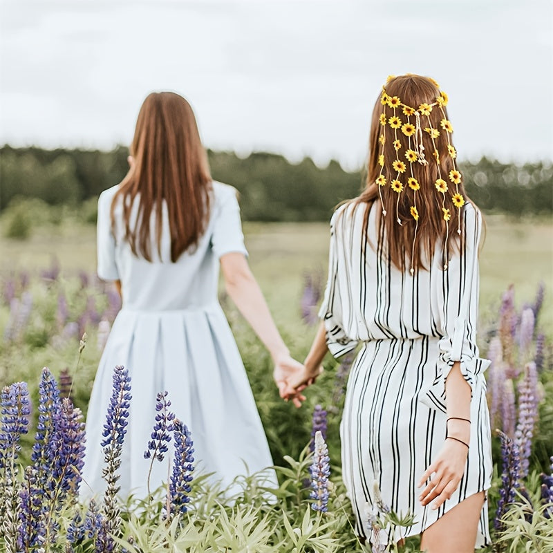 Hippie Sunflower Hairband Floral Crown Boho Headdress Headpiece