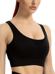Solid Cut Out Sports Bra High Impact Workout Bra
