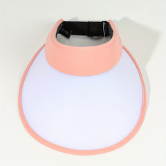 Pink Photochromic Visor Hat Wide Brim Foldable PVC Sun Hat UV Protection