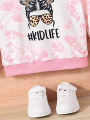 Toddler Girls Portrait Print Crew Neck Sweatshirt