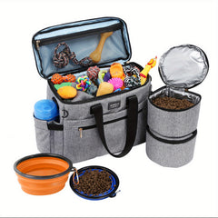 5Pcs Dog Travel Bag Set with 2 Food Containers, 2 Bowls