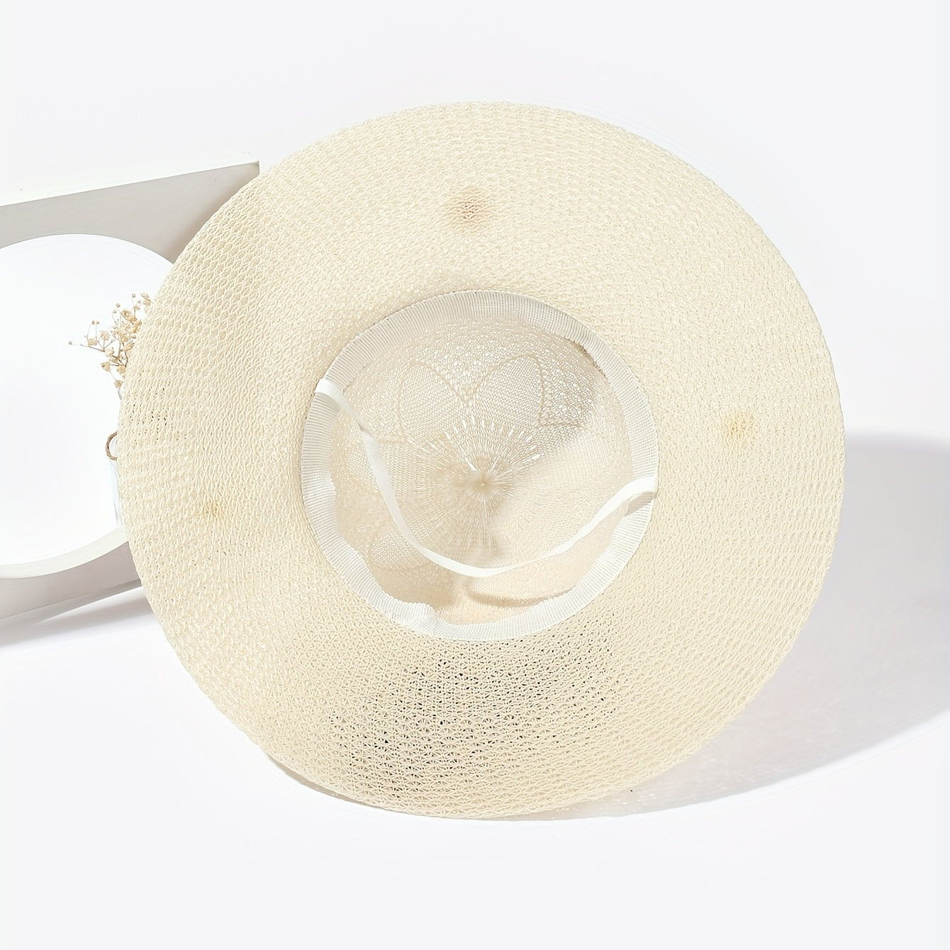Daisy Embroidery Sun Hat Leopard Ribbon Bow