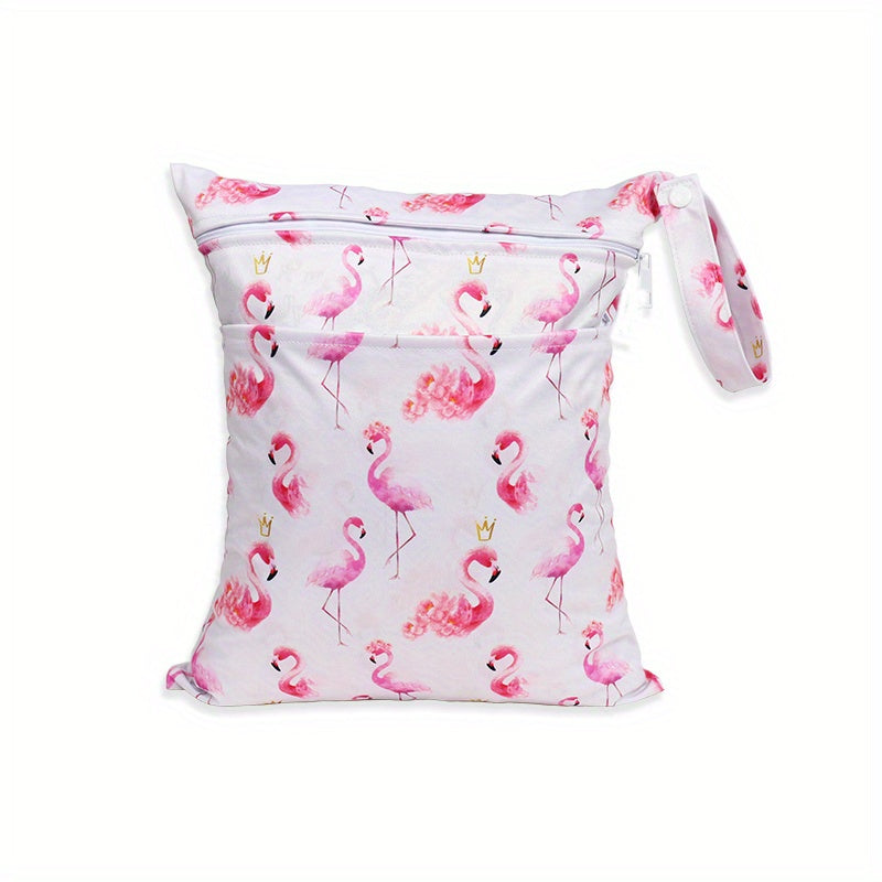 Kids Print Diaper Bag Double Pocket Diaper Storage Bag Wet Bag