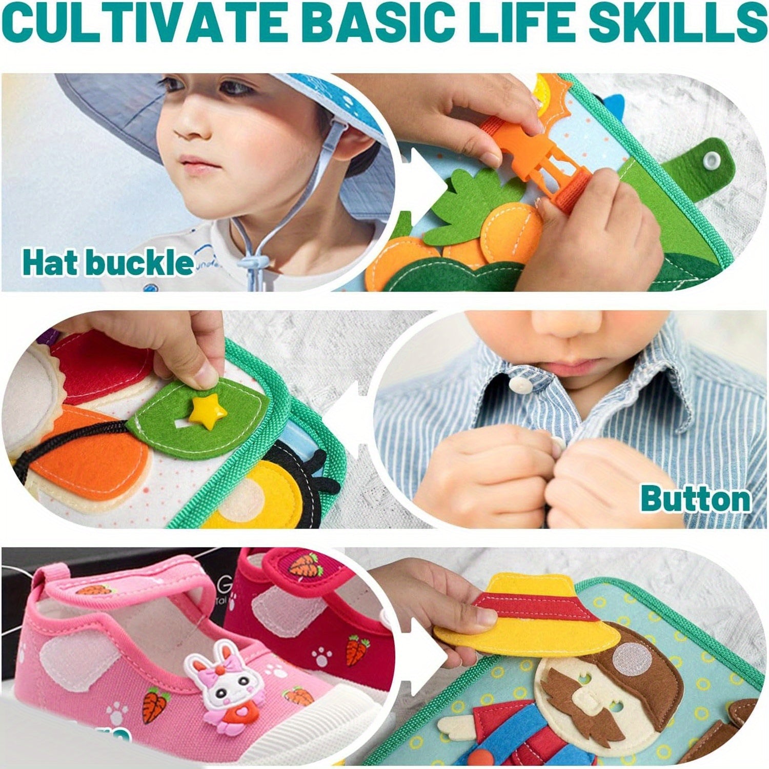 AMIBOX Interactive Farm Animals & Fruits Educational Storybook Quiet Book