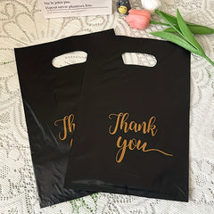 10pcs 'Thank You' Plastic Shopping Bags for Gift Packaging
