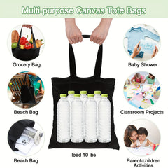 Large Canvas Tote Bags - Pack of 4, 6, or 12