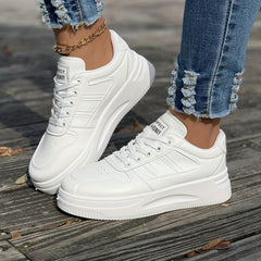 Faux Leather Solid Skate Shoes Wear Resistance Non Slip Flat Sneakers