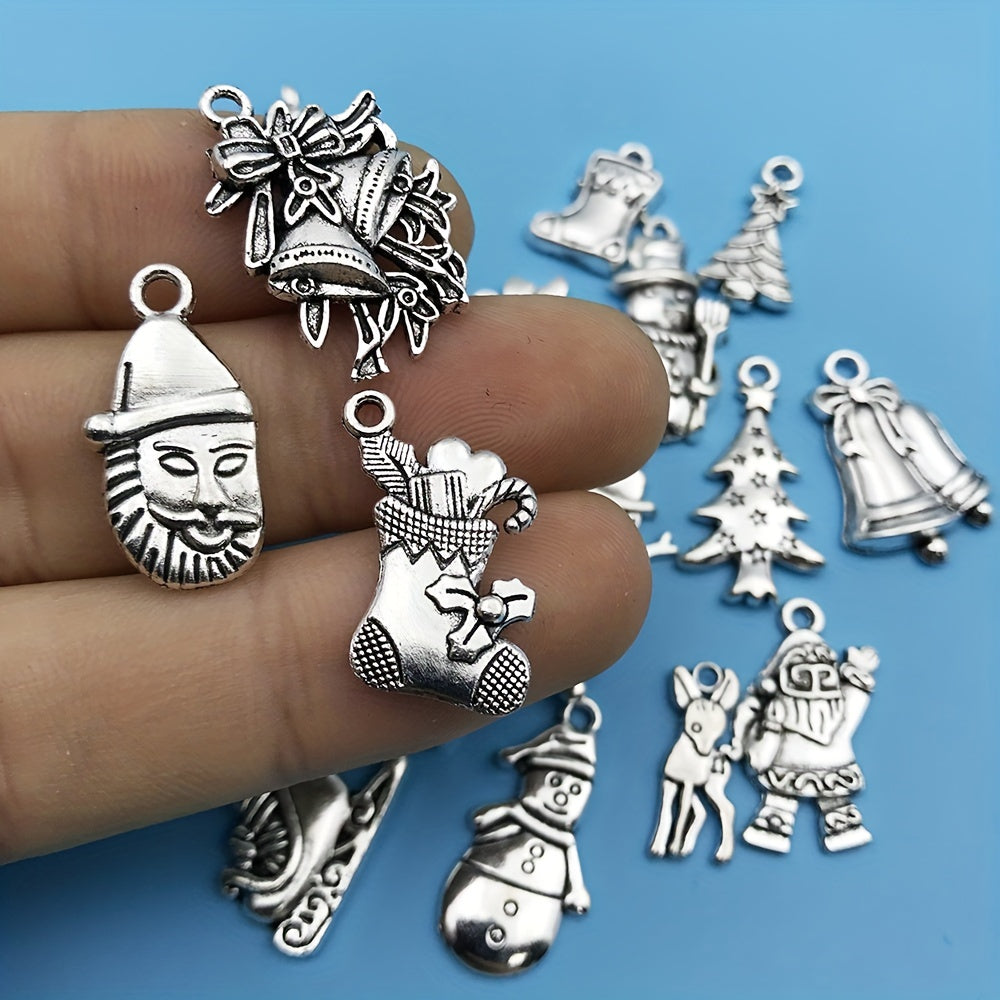 20pcs Antique Silver Christmas Charms Pendants for DIY Jewelry Making