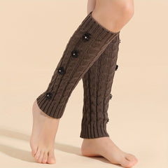 Floral Decor Leg Warmers Warm Knitted Socks Women's Stockings
