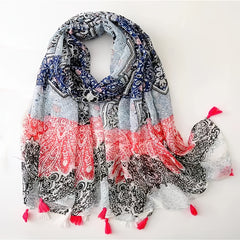 Vintage Paisley Print Scarf Block Breathable Tassel Shawl 31 50'