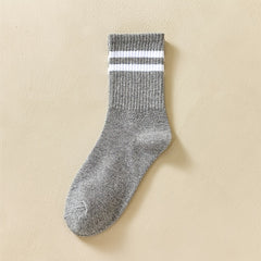 6 Pairs Women's Striped & Solid Mid Tube Socks