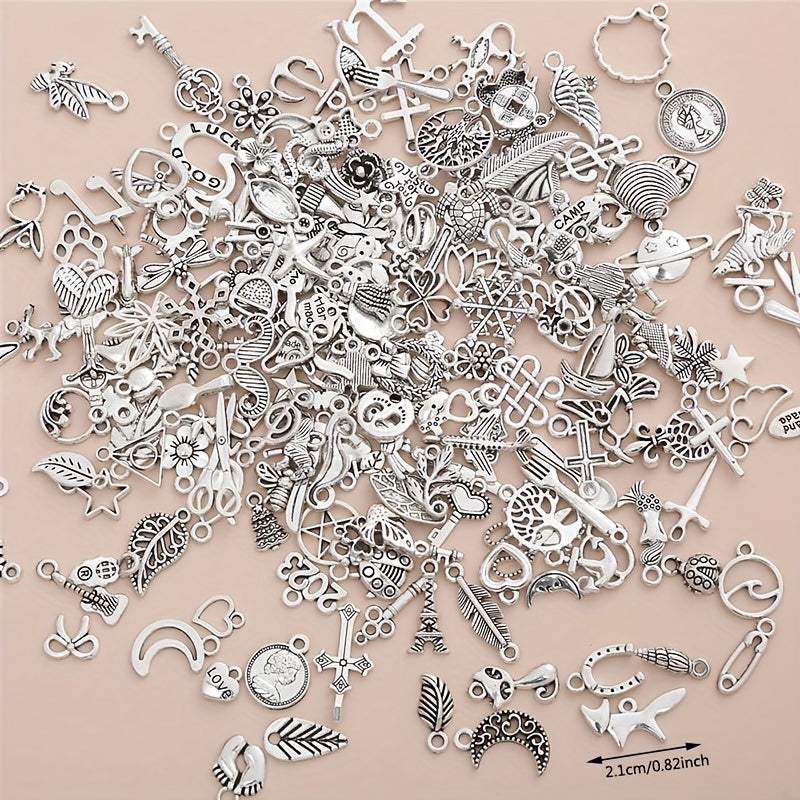 Assorted 10-50pcs Metal Alloy Silver Charms for DIY Jewelry Making