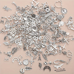 Assorted 10-50pcs Metal Alloy Silver Charms for DIY Jewelry Making