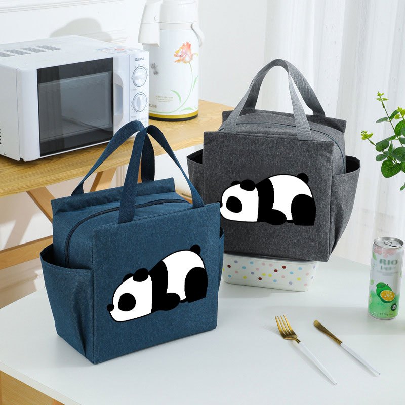 Cartoon Panda Lunch Bag Insulated Cooler Tote for Office School Picnic Camping