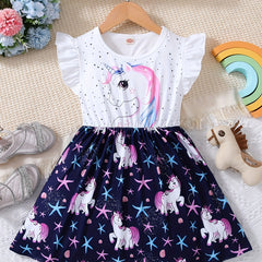 Girls Unicorn Skirt Set Sleeveless Outfit