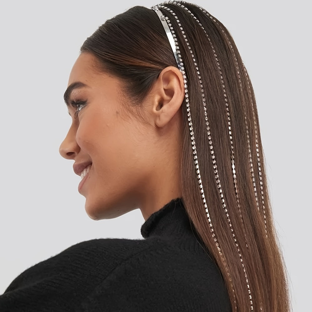 Rhinestone Tassel Headband Hair Clip Headwear For Women