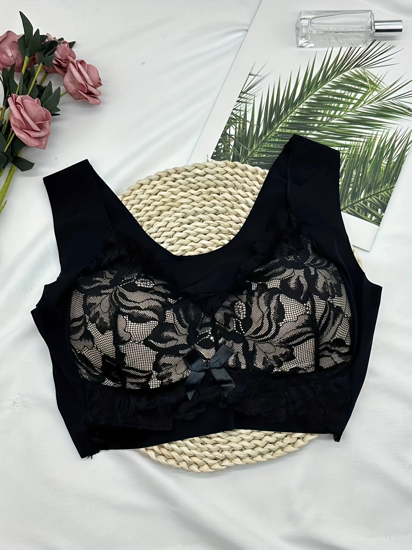Floral Lace Wireless Bra Comfy & Stretchy Intimates Women's Lingerie