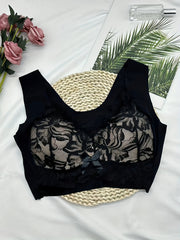Floral Lace Wireless Bra Comfy & Stretchy Intimates Women's Lingerie