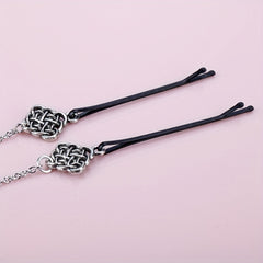 Viking Runes Hairpin Hair Clip With Metal Chain Vintage Hair Pin