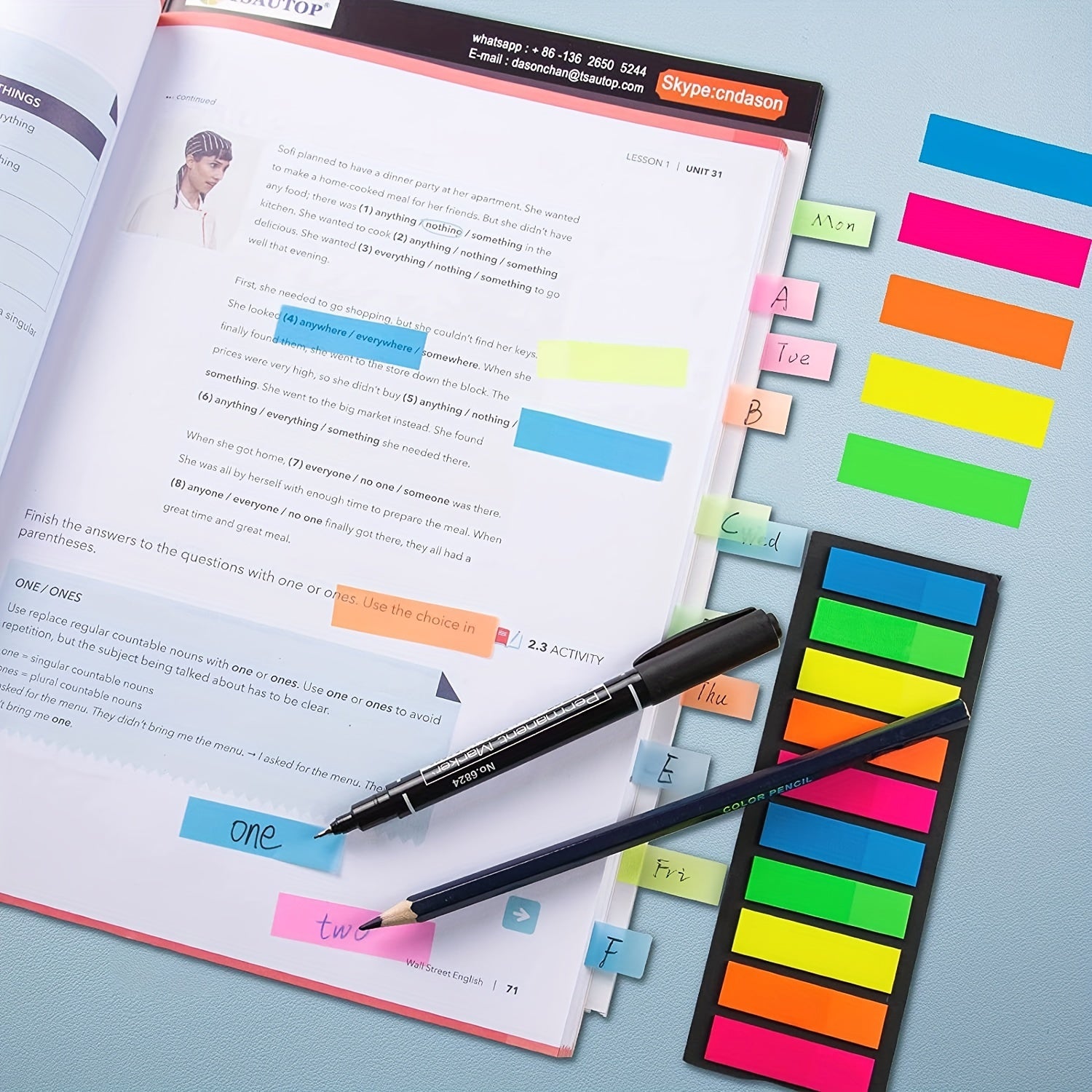 6pcs 1200 Sheets Sticky Index Labels Tabs Stickers for Bookmark School & Office