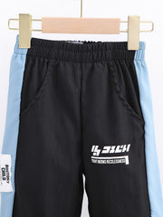 Boys Casual Letter Print Sweatpants Elastic Waist Sport Jogger Pants