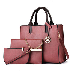 Women's Handbag Set Faux Leather Shoulder Bag & Crossbody Bag & Clutch Purse