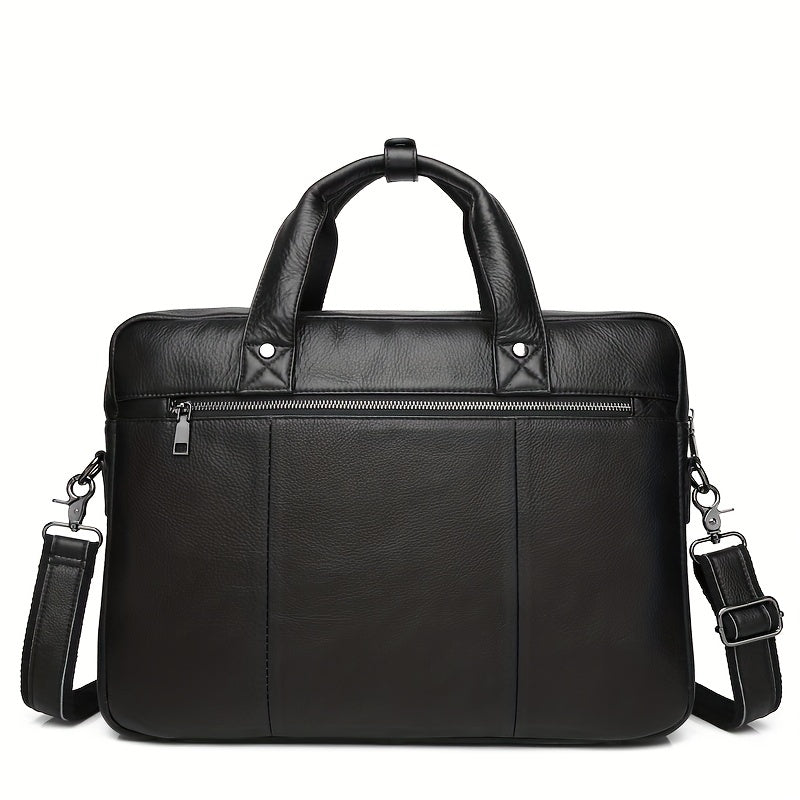 SCHLATUM Cowhide Leather Briefcase Business Handbag Computer Bag