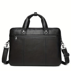 SCHLATUM Cowhide Leather Briefcase Business Handbag Computer Bag