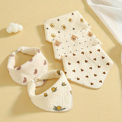 5pcs Baby Cloth Set: Cotton Saliva Towel, Bibs, Face Wipes, Hands Towel