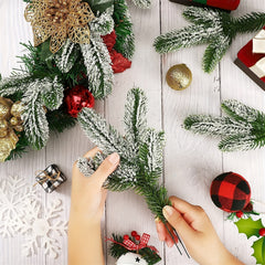 24Pcs Faux Green Pine Needles Cedar Greenery Leaves Garlands Indoor Outdoor