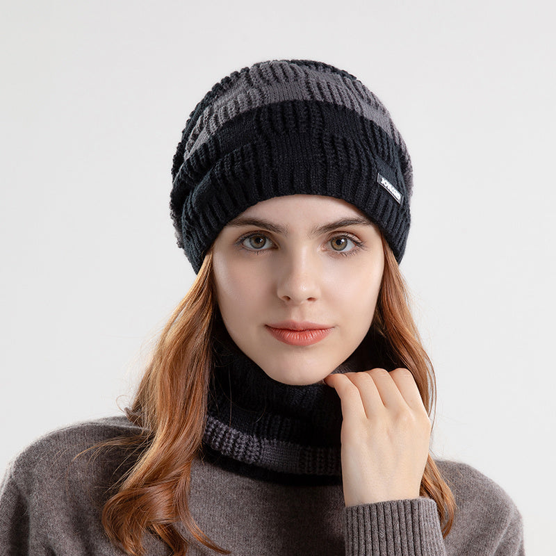 Knit Hat Scarf Set Winter Warm Earmuffs Women Men Gift