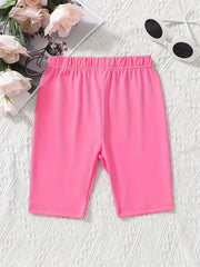 5pcs Kid Girls Bike Shorts Mermaid Tie-Dye Patterns Plain Colors