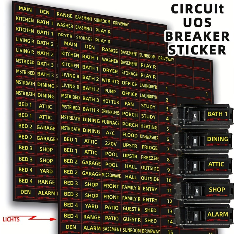 Circuit Breaker Sticker Set 129pcs Fuse Box Identification Reminder Sticker
