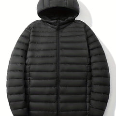 Classic Waterproof Hooded Puffer Jacket Men's Casual Loose Fit Duck Down Coat