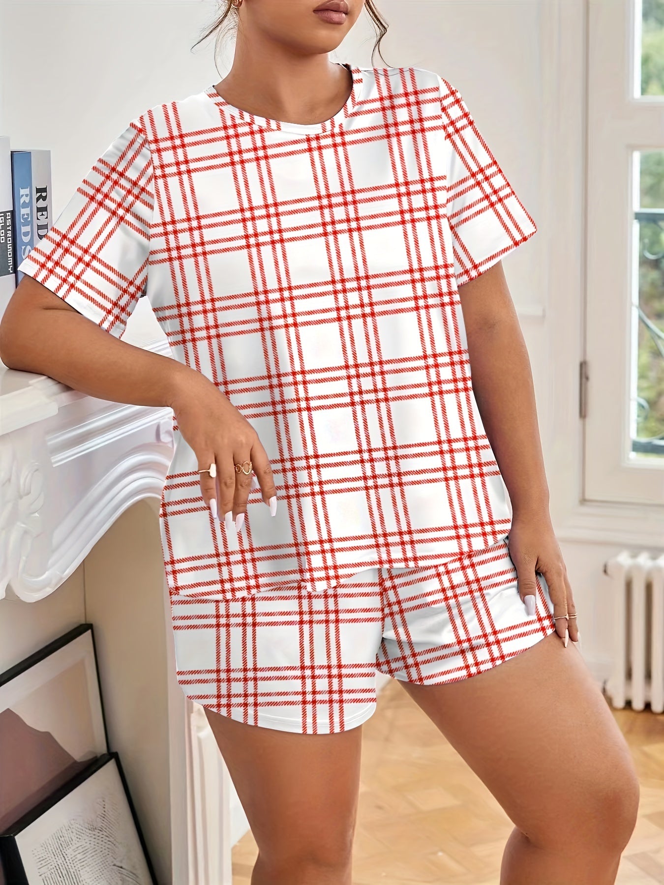  Plaid Tee & Shorts 2pcs Set
