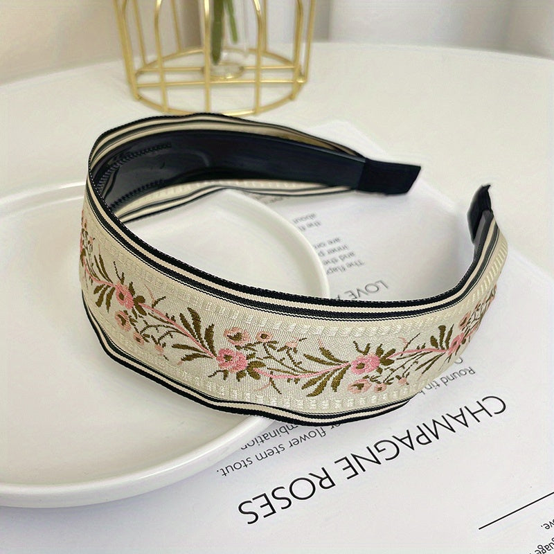 Vintage Flower Embroidery Headband Sweet Hair Accessory