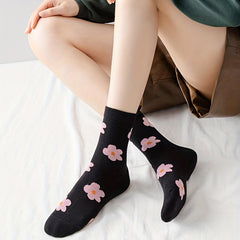 6 Pairs Floral Print Mid Tube Socks Women's Stockings
