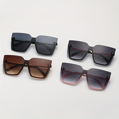 Y2K Semi Rimless Sunglasses Rivet Large UV400 Sun Shades