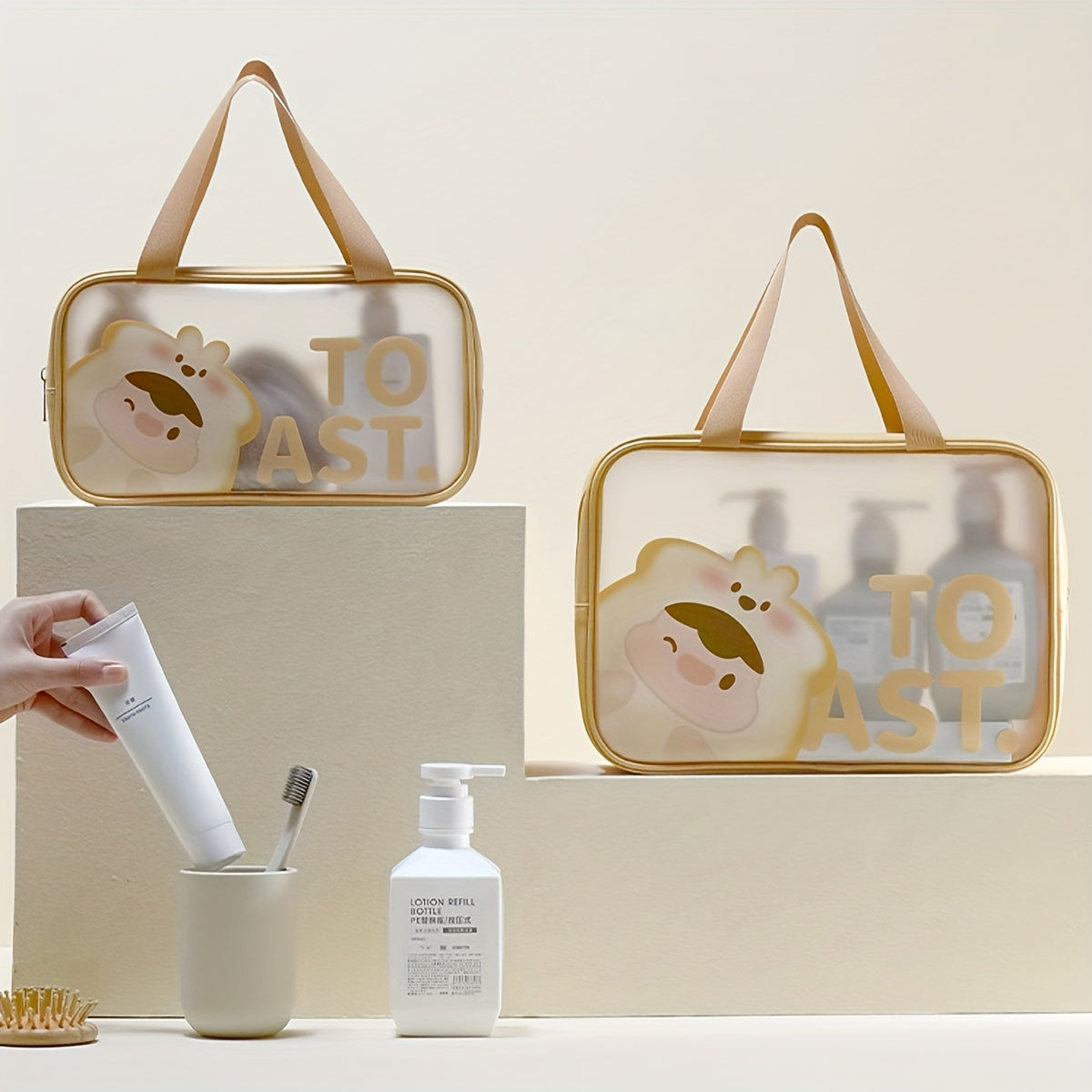 Cartoon Transparent Toiletry Bag Waterproof Travel Cosmetic Storage Bag