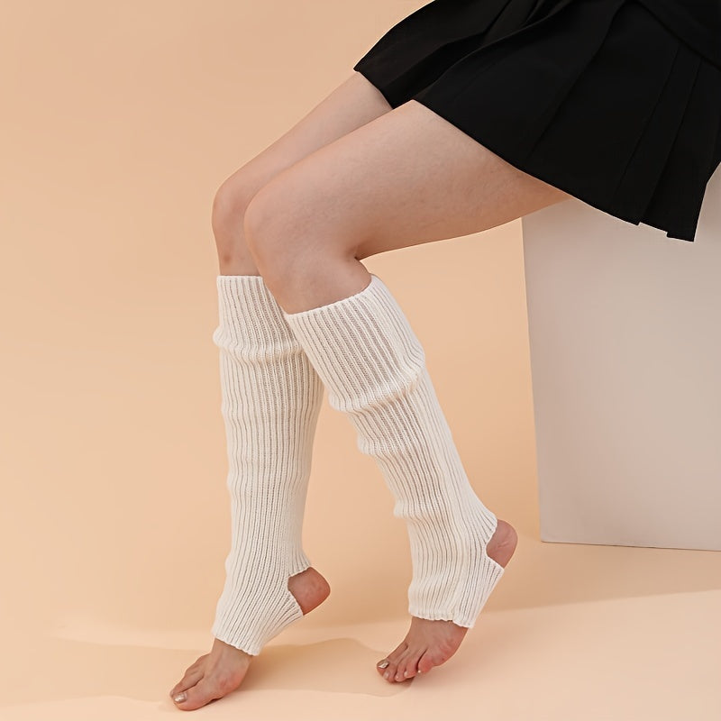 Knitted Leg Warmers Ribbed Knee High Socks Women's Stockings