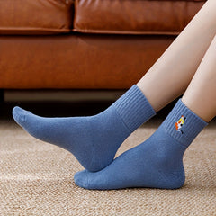 5 Pairs Cartoon Cat Pattern Socks Women's Comfy & Embroidery Stockings