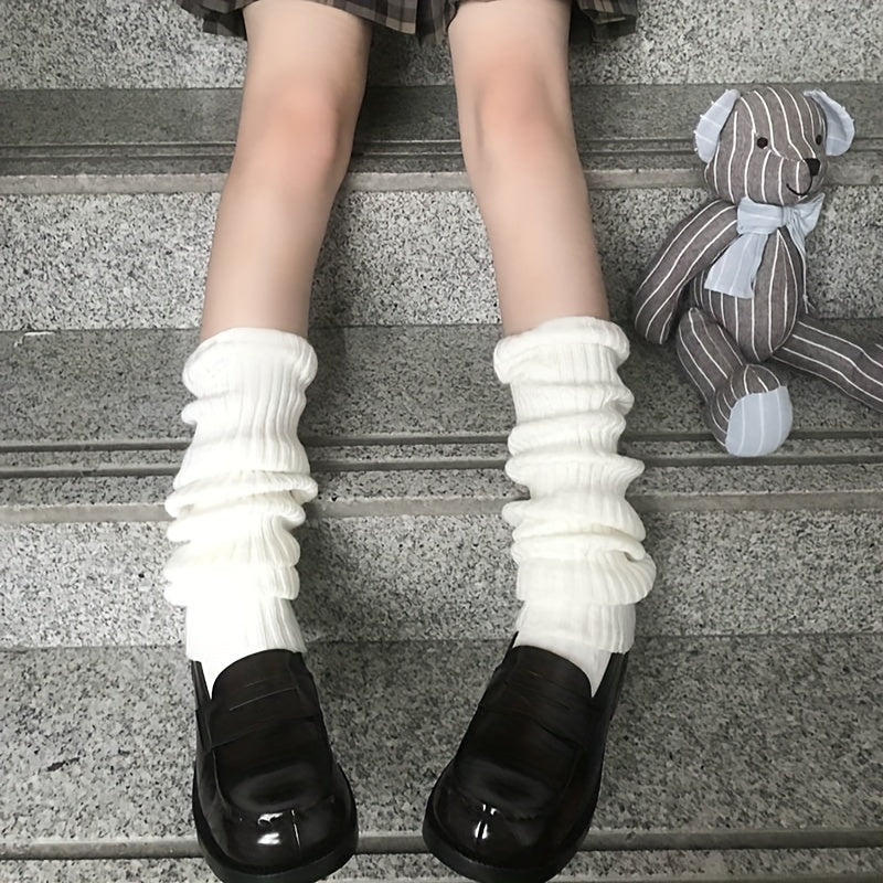 Solid Knitted Leg Warmers All-match Socks Women's Stockings