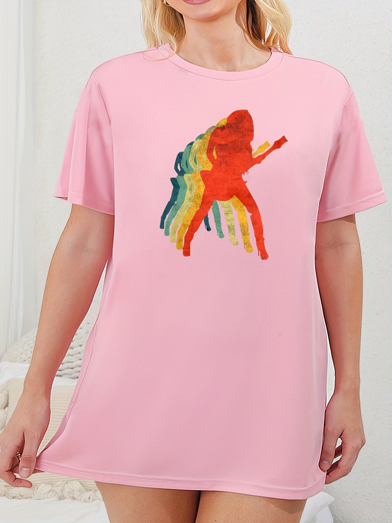  Rainbow Figure Print Tee Nightdress