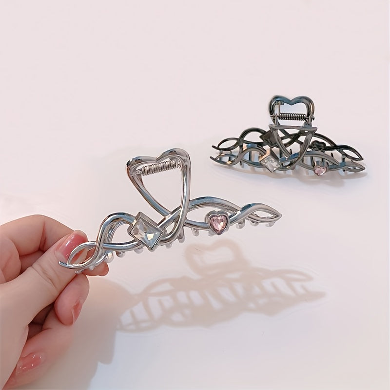 Twisted Hair Claw Rhinestone Zircon Shark Claw Ponytail Holder Hair Accessory