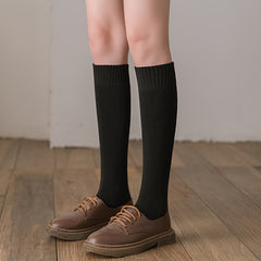 Solid Calf Socks Warm Knee High Stockings Women's Hosiery