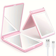 Compact LED Travel Makeup Mirror Rechargeable 1x 3x Magnifying Mirror