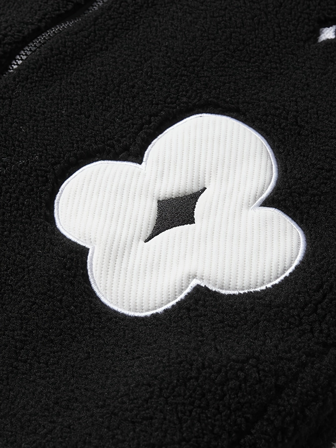 Flower Pattern Fleece Sports Jacket Long Sleeve Warm Casual Jacket