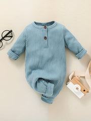 Newborn Boys Knitted Romper Casual Thermal Long Sleeve Jumpsuit Dark Brown